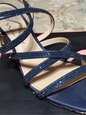 Nina Navy Crystal Strappy Heel